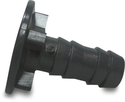 Inzetstuk voor kogelkraan PVC-U 50 mm flens x slangtule grijs