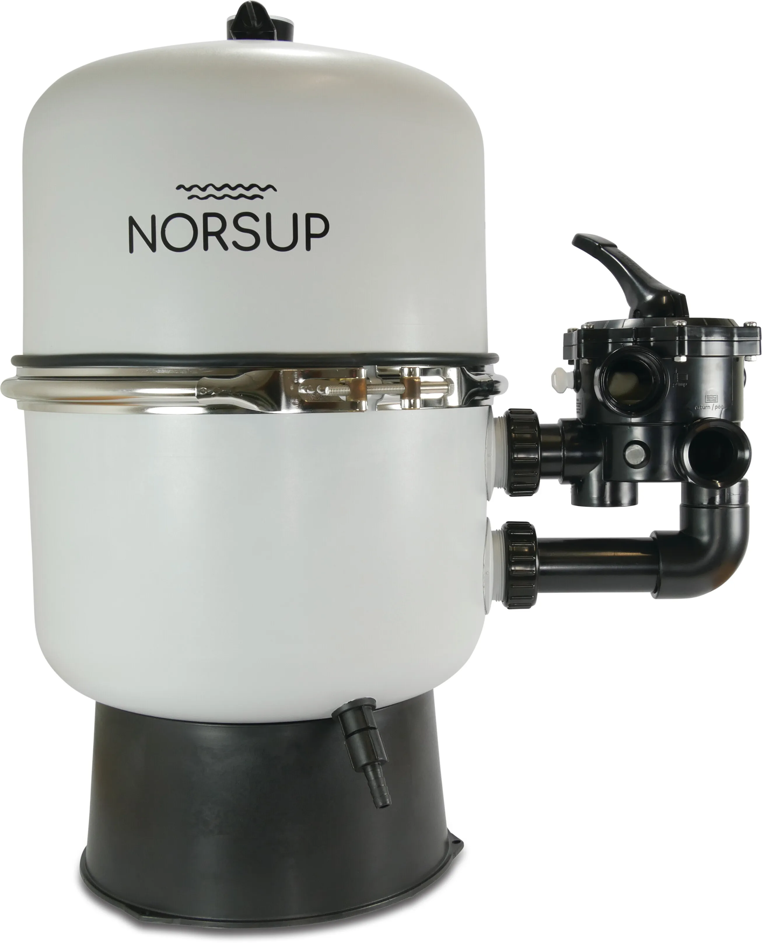 Norsup Sandfilter glasfiberförstärkt PP 50 mm x 1 1/2" limsockel x invändig gänga 1,8bar 230VAC grå type Duplex 500 SM 2-pcs