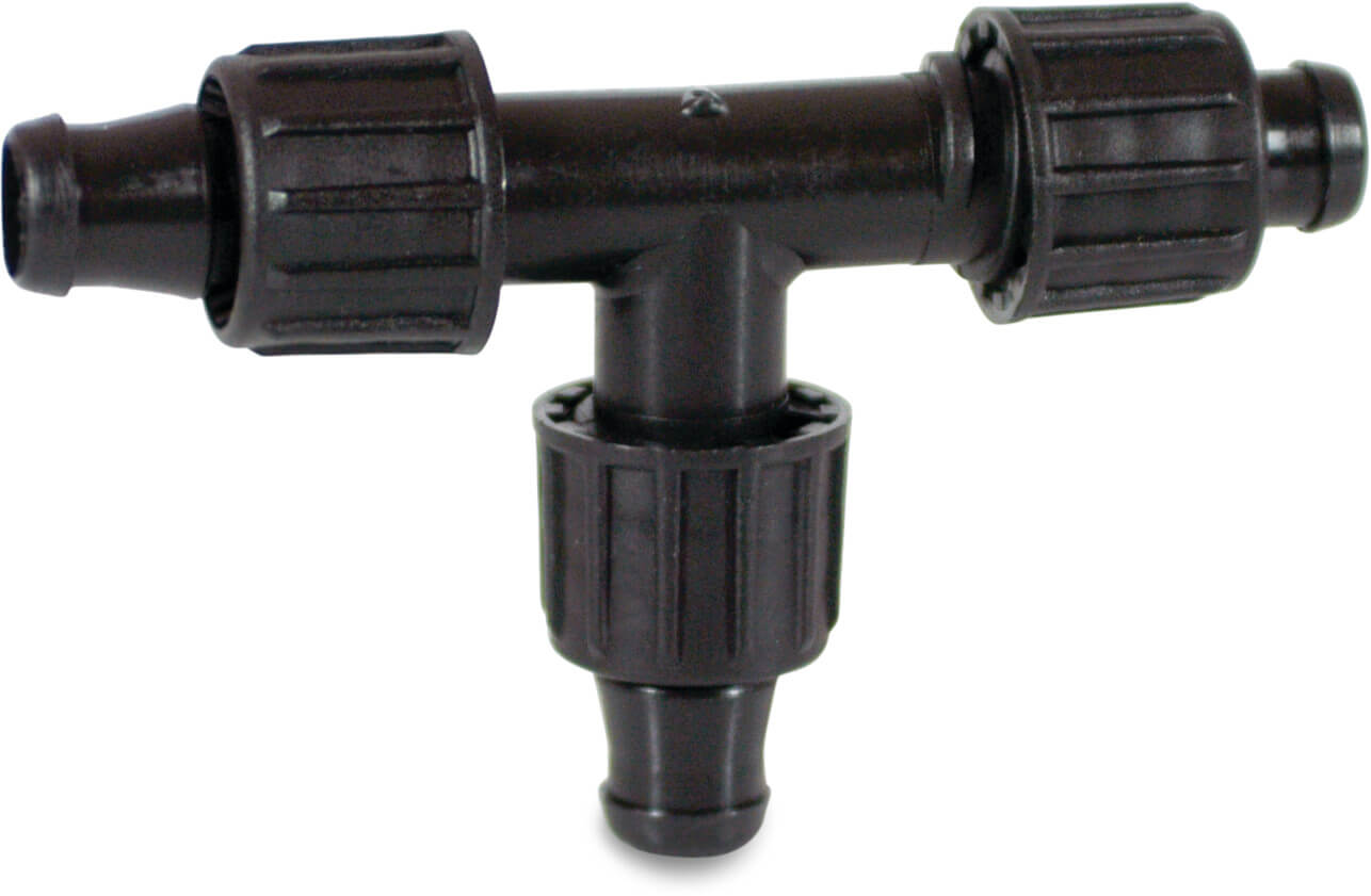 Barbed T-piece 90° PP 22 mm tape black