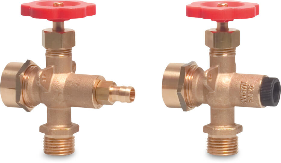 Sight glass connector valve brass 1/2" x 12 mm male thread x gauge connection DN15