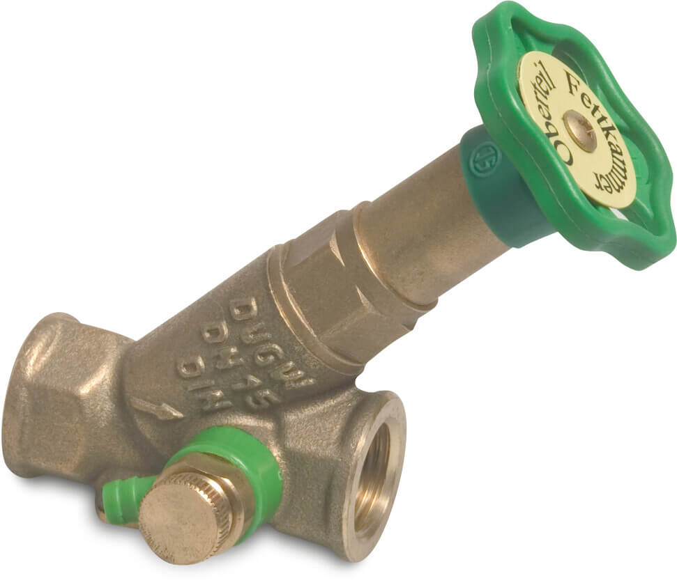 Stopcock brass 1 1/2" female thread 10bar DN40 with non return valve DVGW