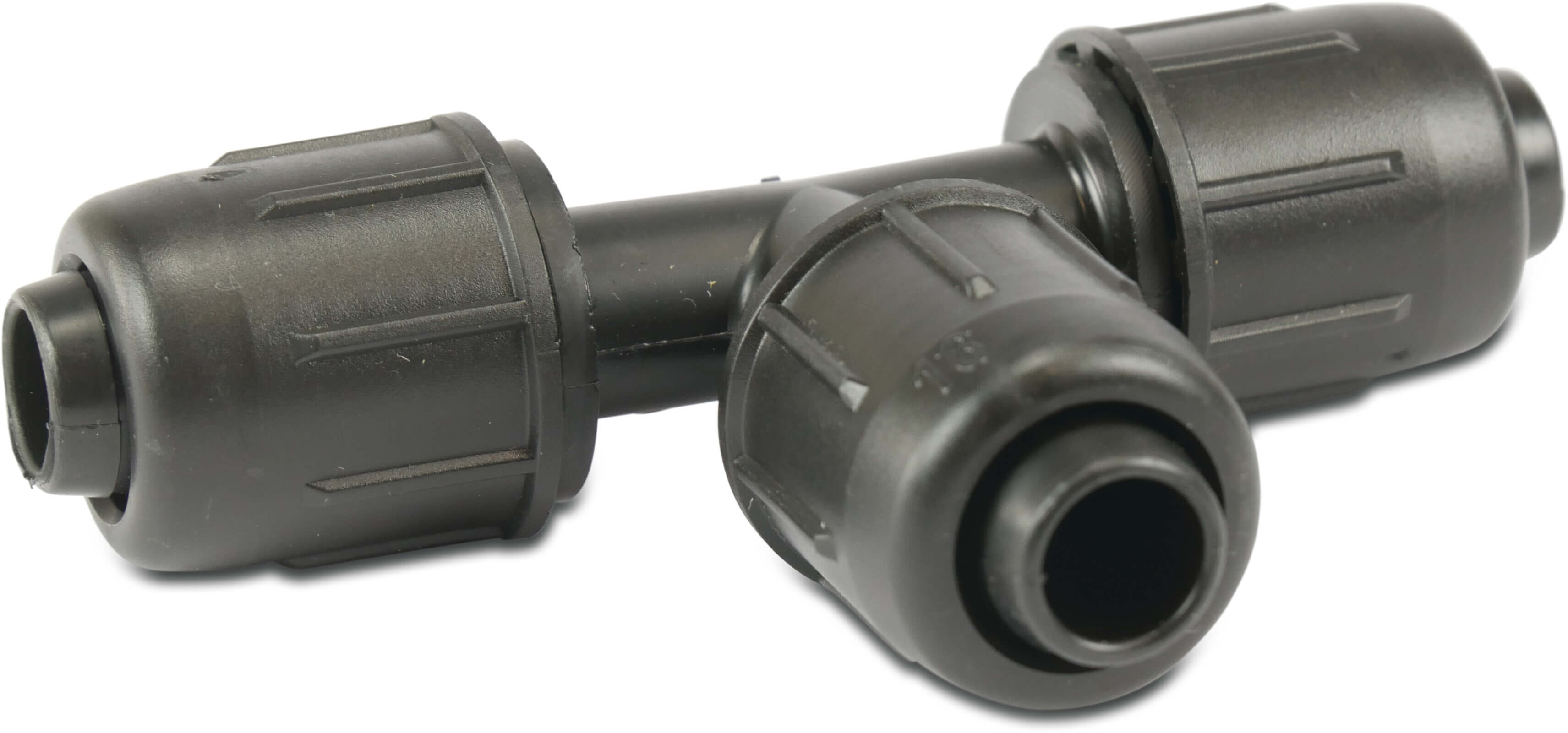 T-piece 90° PP 25 mm lock 4bar black