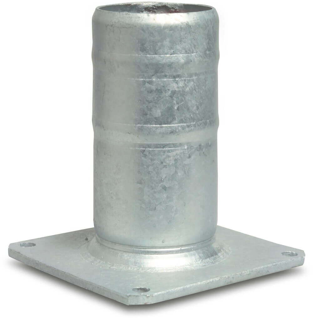 Flange adaptor steel galvanised 6" x 159 mm square flange x hose tail 20,4cm