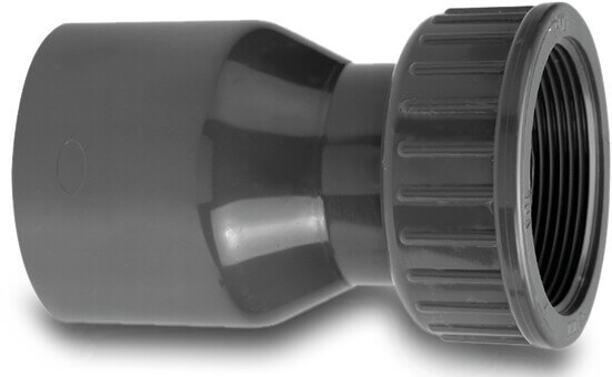 VDL 2/3 union coupler PVC-U 32 mm x 1 1/4" glue socket x female threaded nut 16bar grey