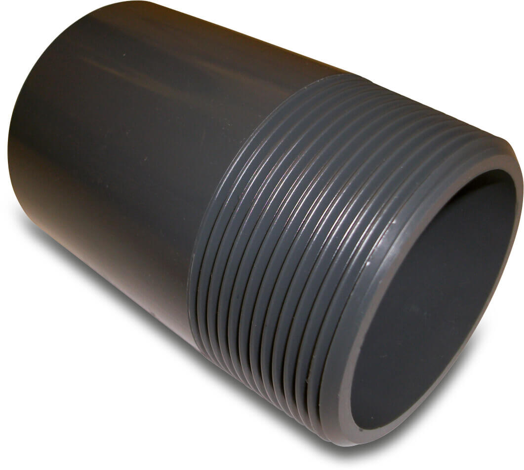 Adaptor bush PVC-U 1 1/2" x 1 1/2" imperial glue spigot x male thread 10bar grey type made from tubing