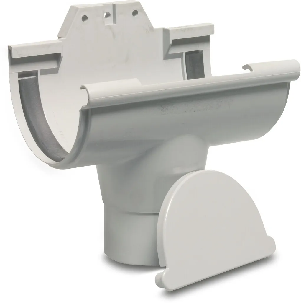 Rinnenendstück PVC-U 115 mm x 80 mm Steckmuffe x Reduziert Grau Typ Universal