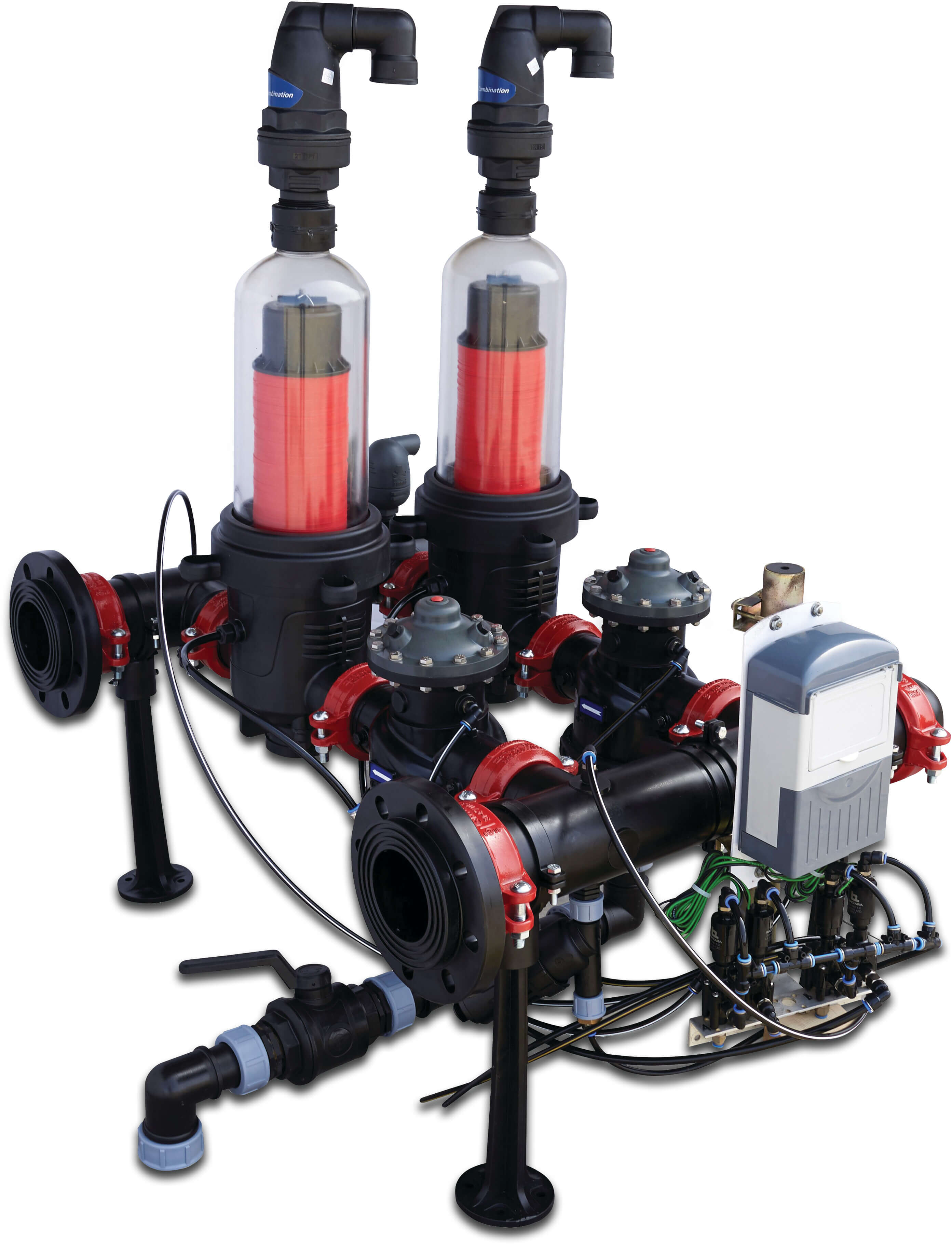 Tavlit Automatisk filter station fiberglasforstærket nylon DN200 flange 10bar 100mikron DN200 disk 9-12VDC latch sort PN16 5 x 3" filter type TVD