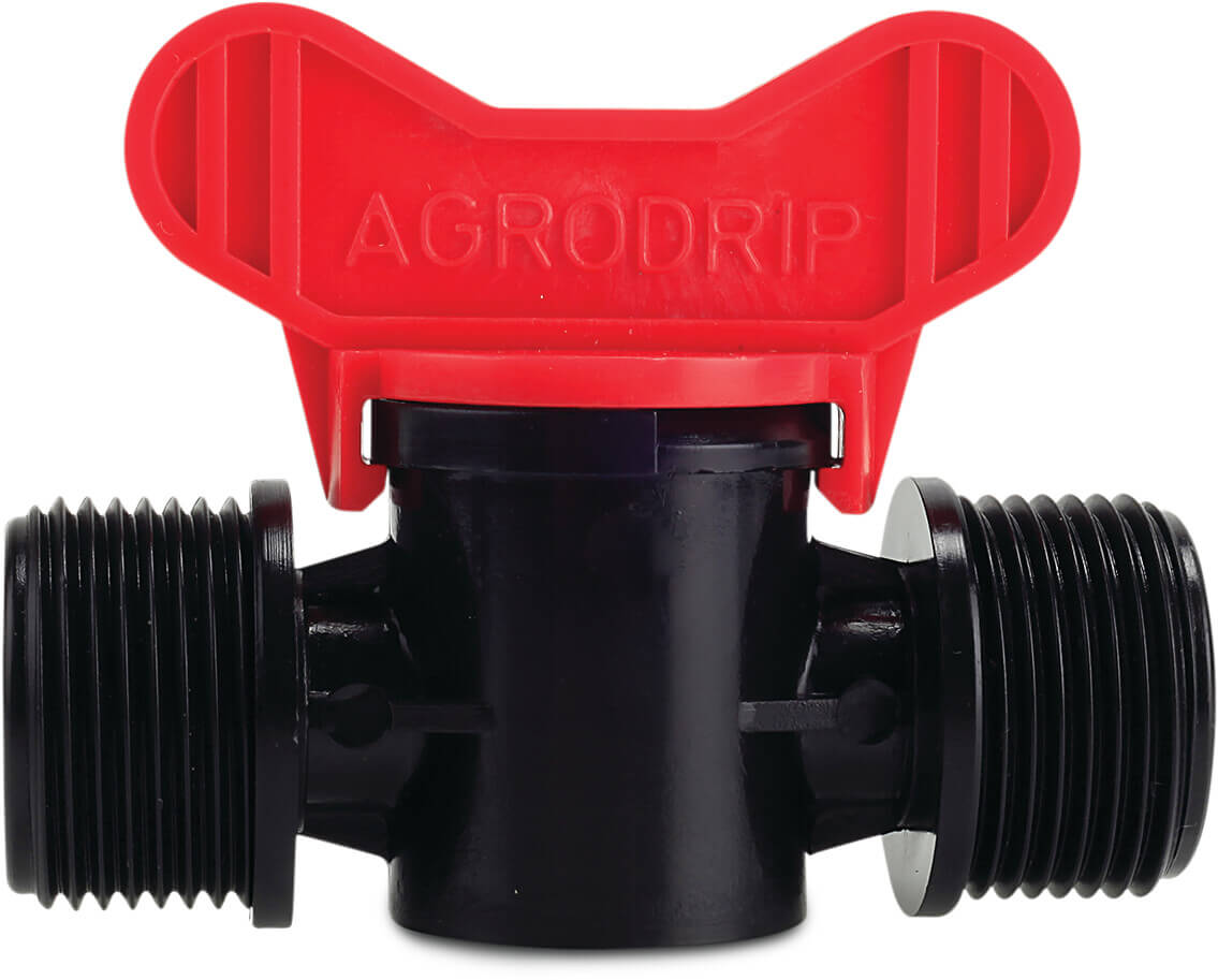 Mini plug valve PP 1/2" male thread black