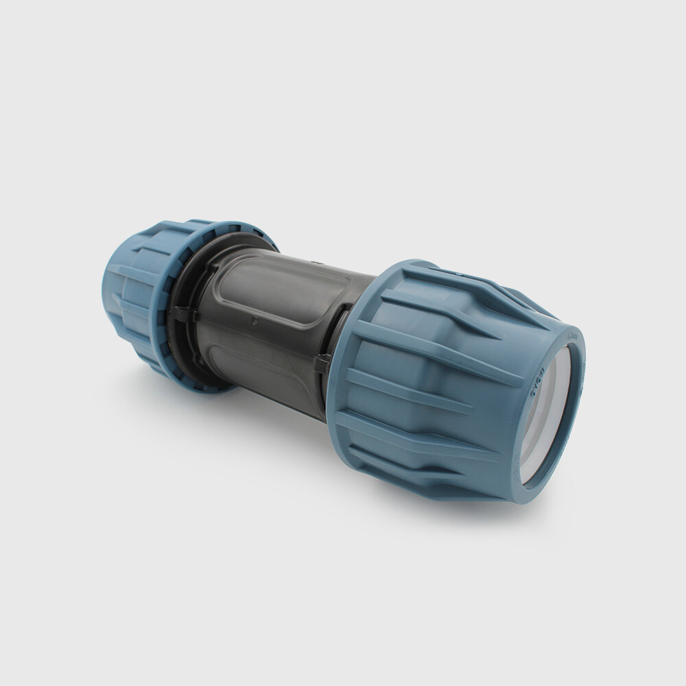 Jason Raccord de réparation PP 32 mm à serrer 16bar noir/bleu DVGW/KIWA/WRAS/SVGW