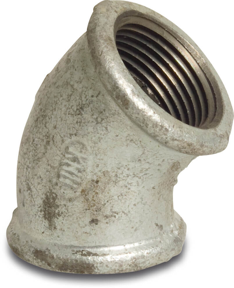 Profec Nr. 120 Elbow 45° cast iron galvanised 1/2" female thread 25bar DVGW
