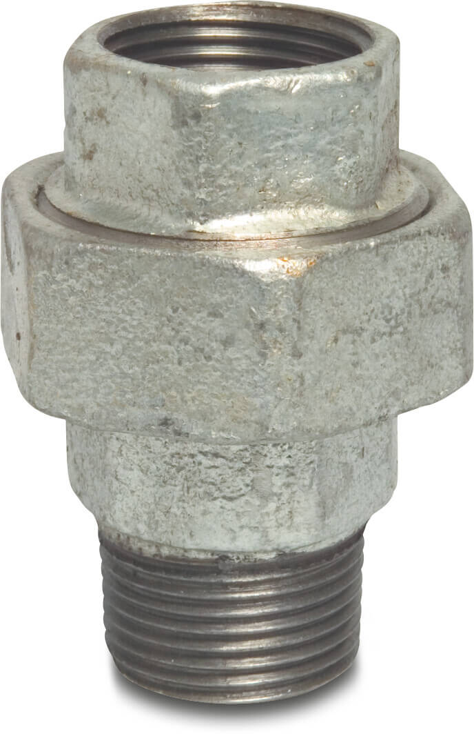 Profec Nr. 331 Union coupler cast iron galvanised 1" female thread x male thread 25bar DVGW type flat
