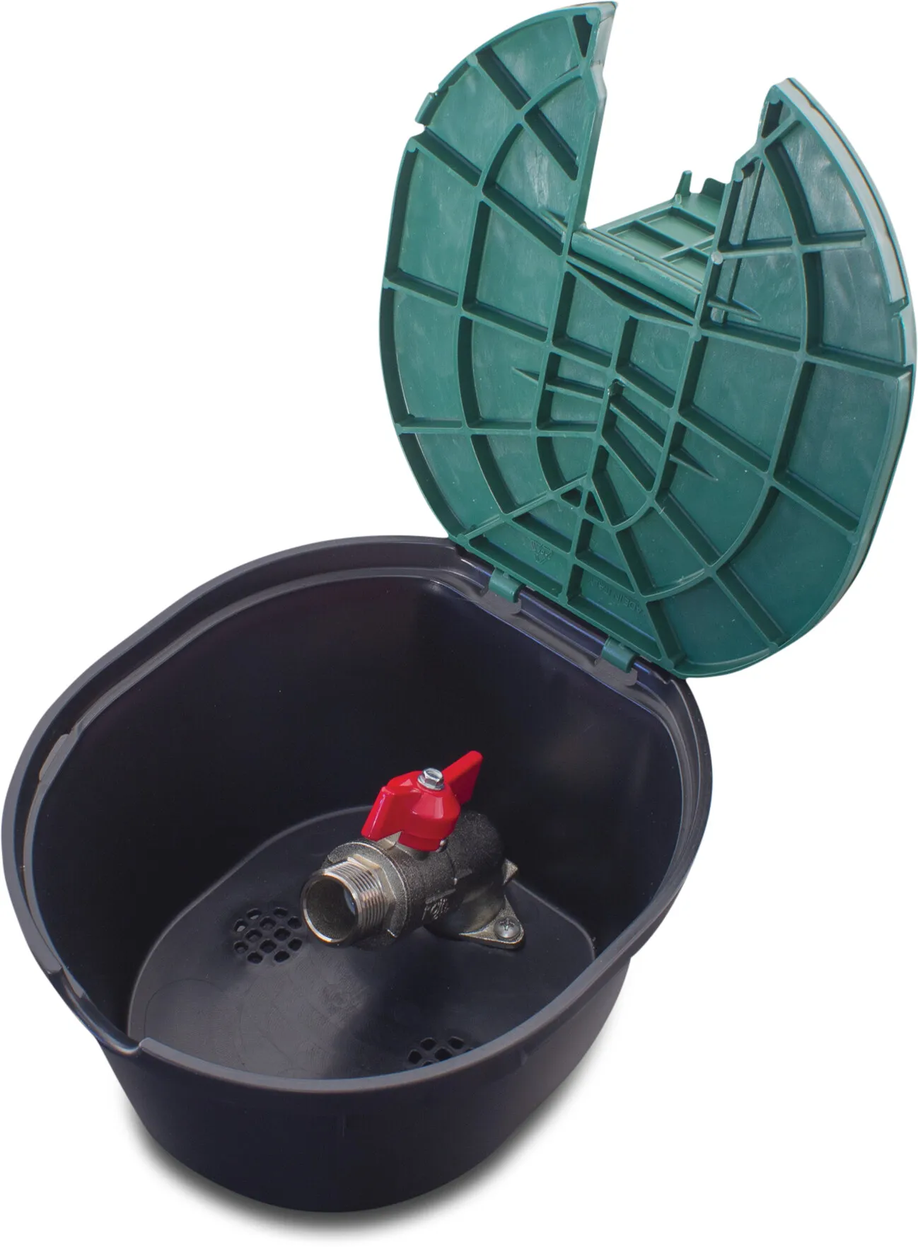 Rain Valve box circular PP black/green type with tap