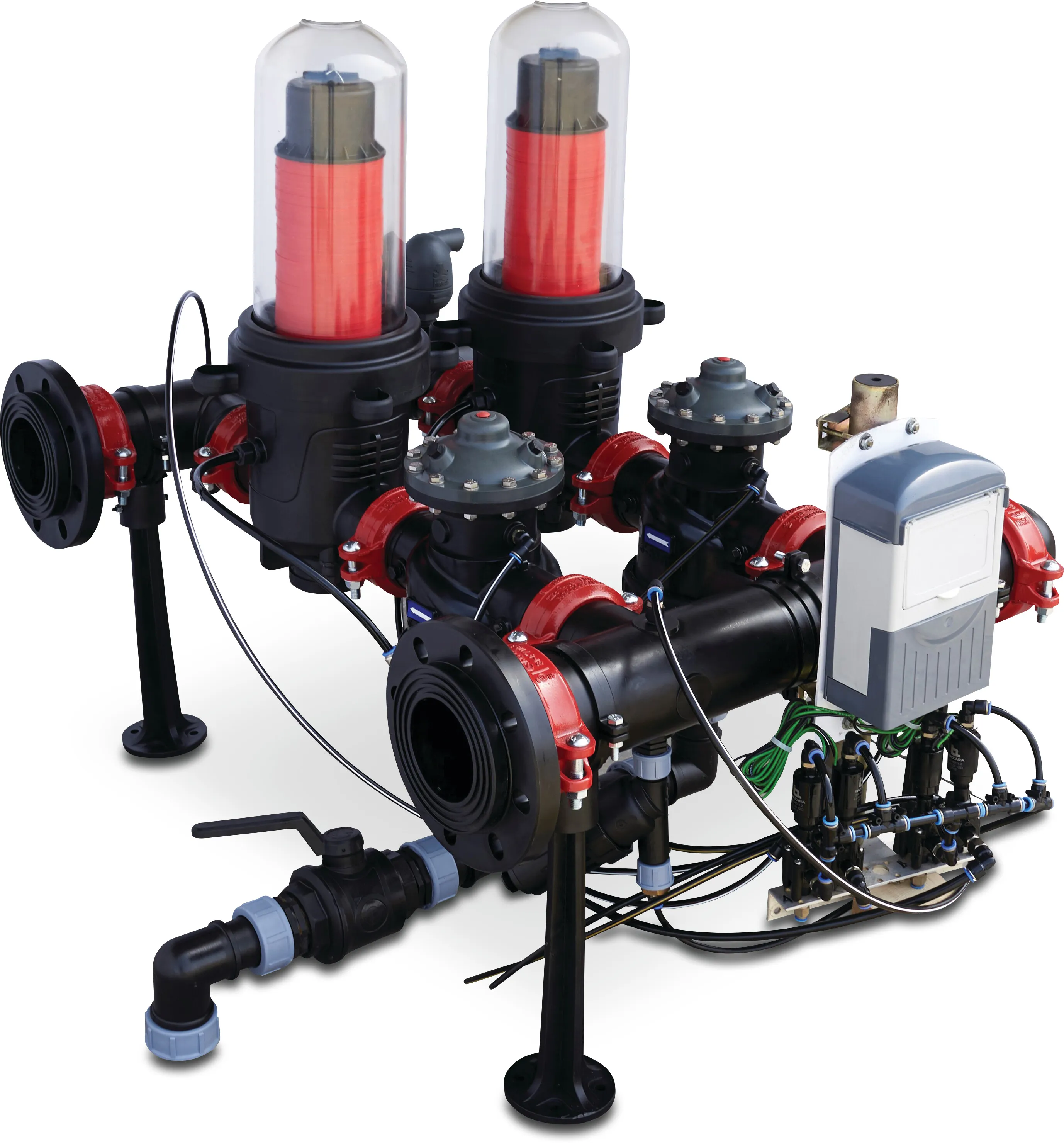 Tavlit Automatische Filterstation glasfaserverstärktes Nylon DN90 DIN Flansch 10bar 100micron DN90 Disk/Scheiben 9-12VDC latch Schwarz PN10 2 x 2" Filter Typ TAD