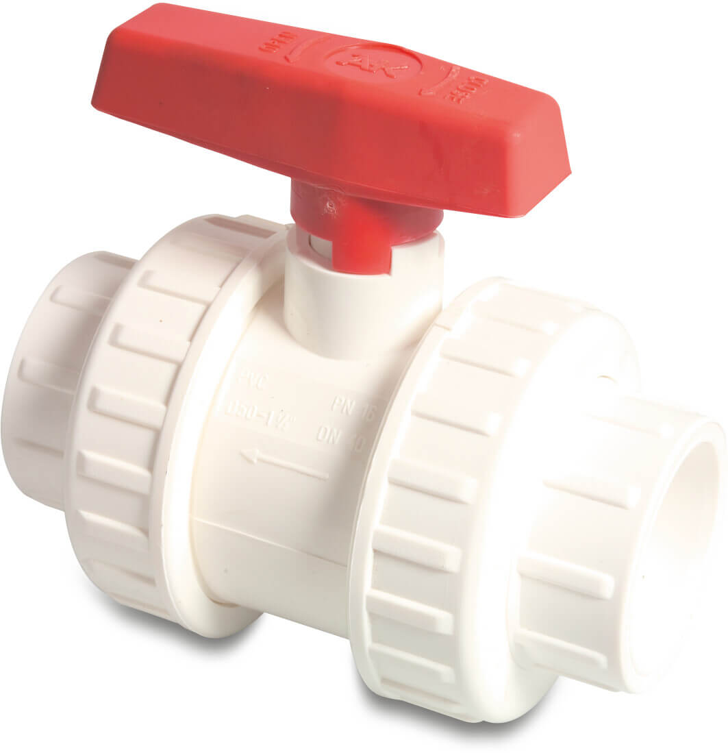 Ball valve PVC-U 2" imperial glue socket 16bar white type Industrial