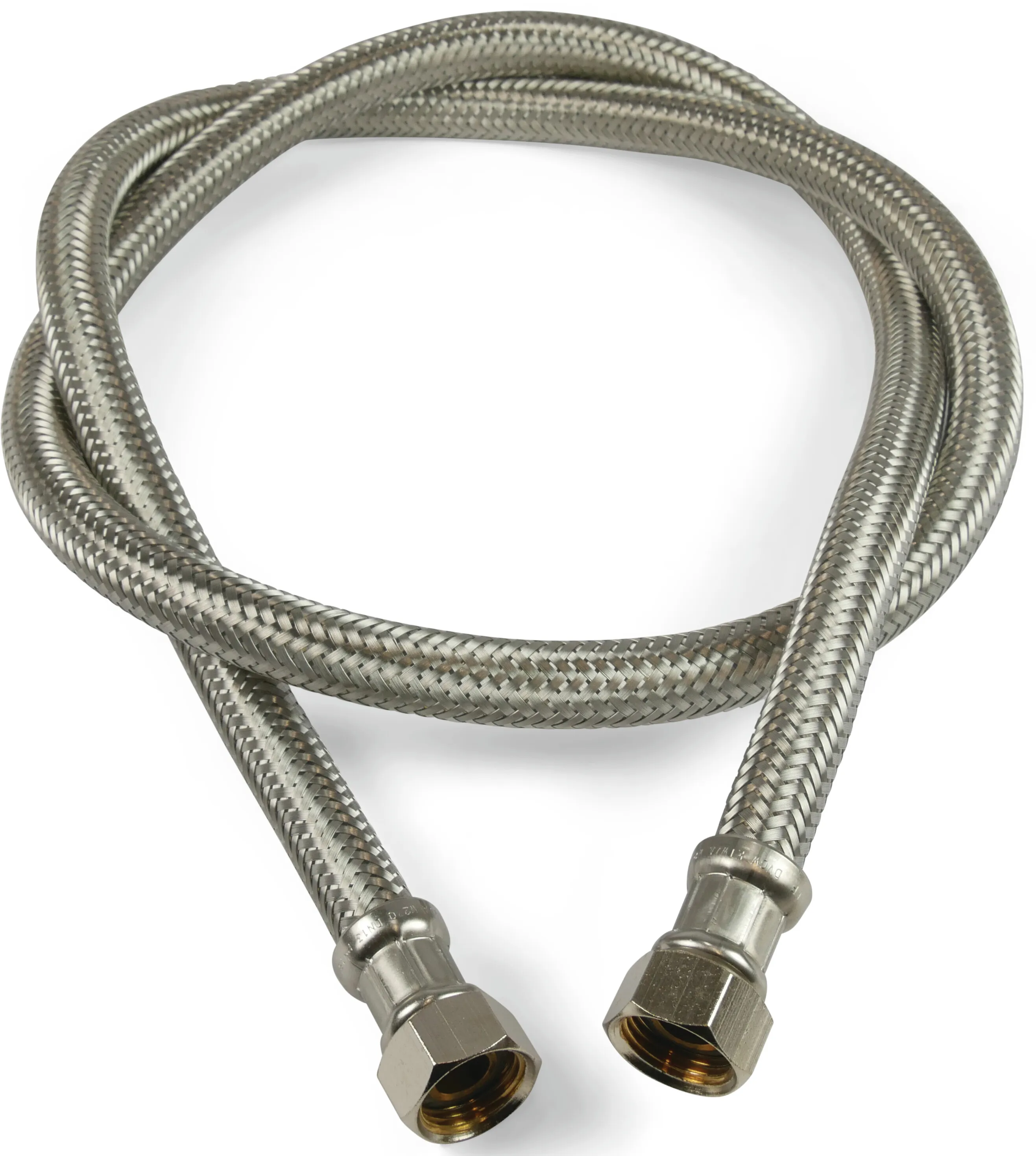 Braided hose stainless steel/silicone 1/2" female threaded nut 150cm stainless steel KTW/DVGW type straight