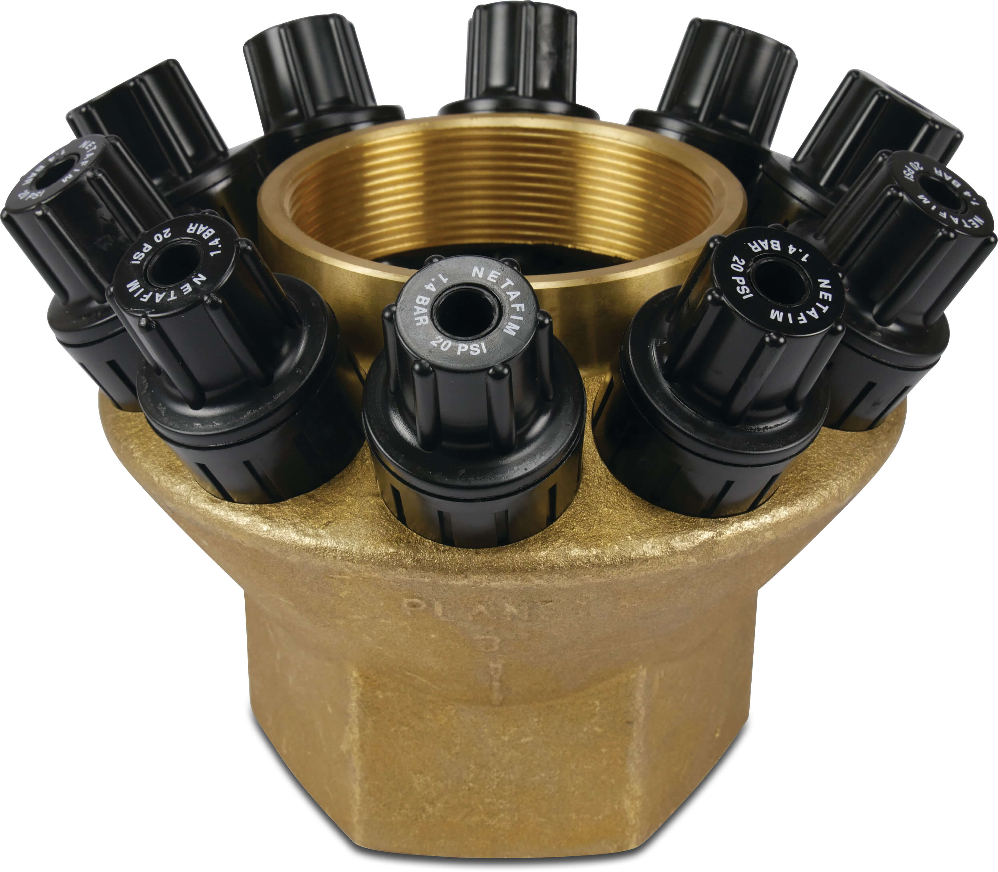 Netafim Pressure reducing valve brass 3" female thread 10bar yellow type PRV 2000-10S 1.4 bar