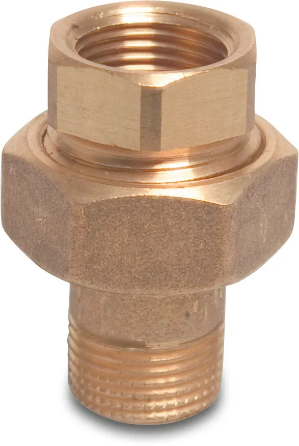 Nr. 955 Radiatorkoppeling messing 1" binnendraad x buitendraad type conisch P1