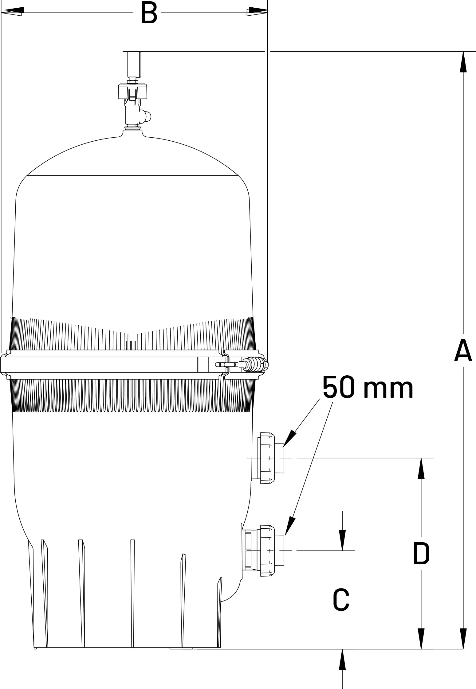 Norsup Wasserfilter HDPE 2" Imperial Klebemuffe 3.5bar Grau Typ ICF430