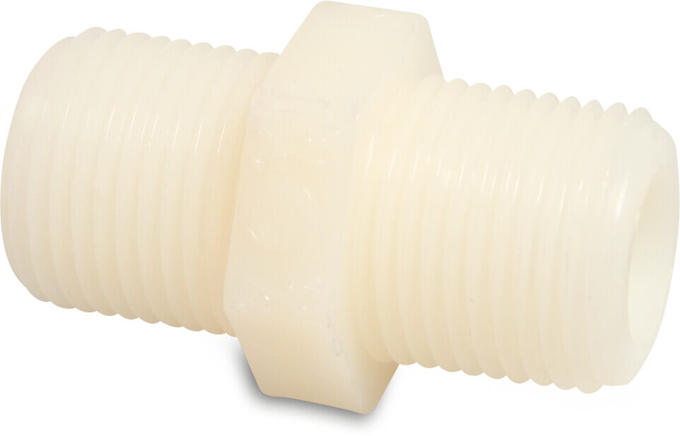 Nipple nylon 3/4" male thread 16bar white