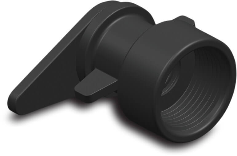 Adapter til fladliggende slange PP 1/2" indvendig gevind 6bar sort