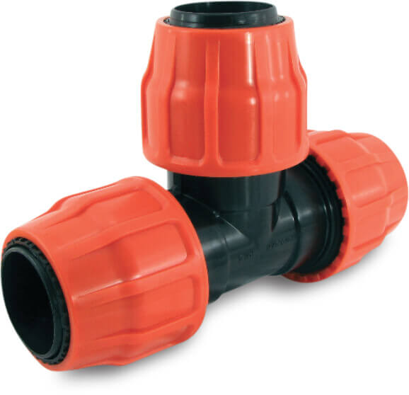 T-piece 90° PP 102 mm compression 6bar type Layflat