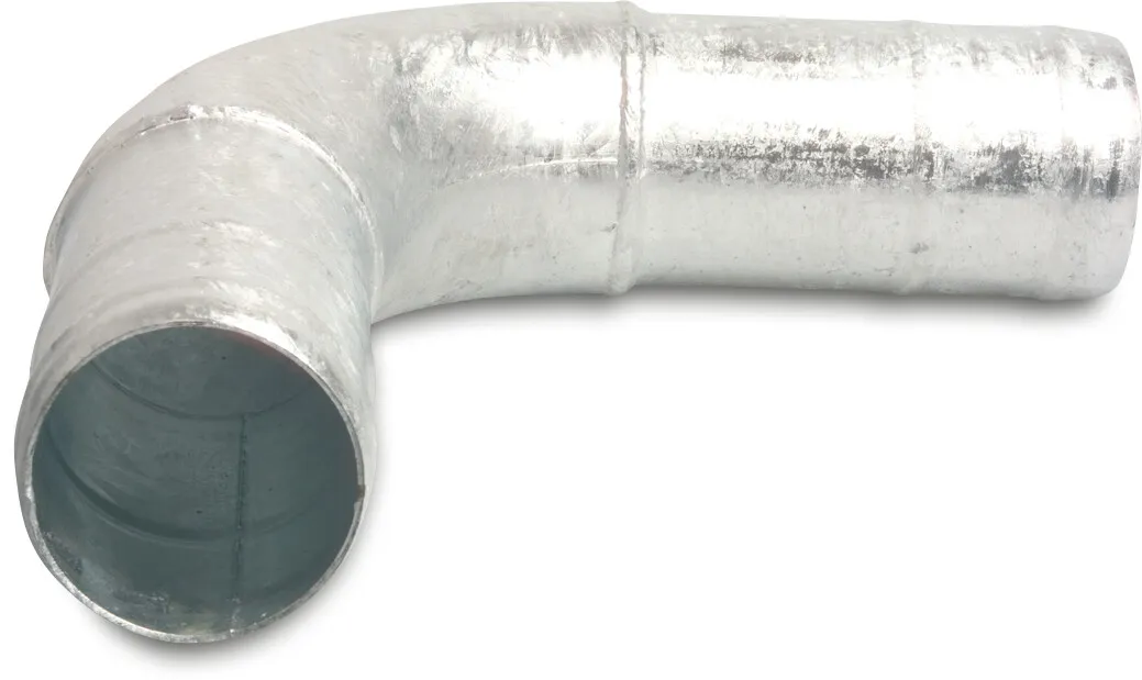 Courbe à 90° acier galvanisé 102 mm embout