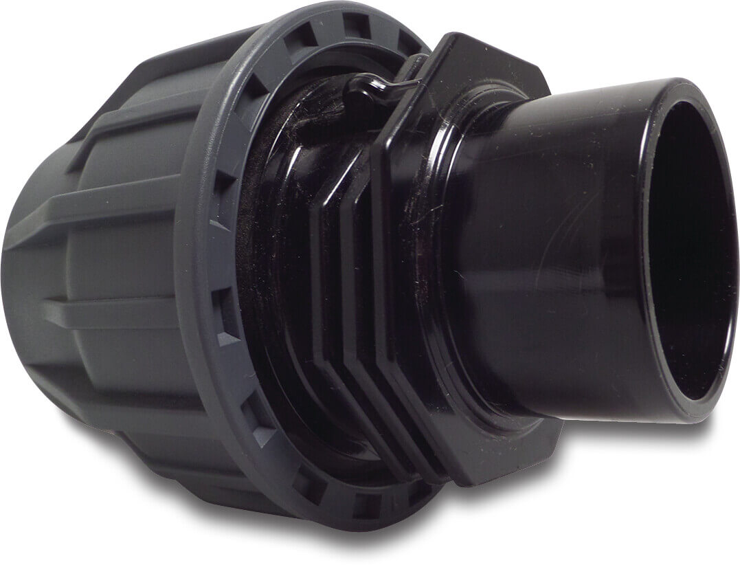 Jasonflex Overgangssok PP/PVC-U 50 mm knel x lijmspie 16bar grijs/zwart