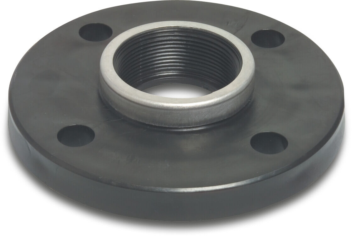 Flange PP DN80 x 3" DIN flange x female thread 6bar DN80 black PN10/16 type reinforced