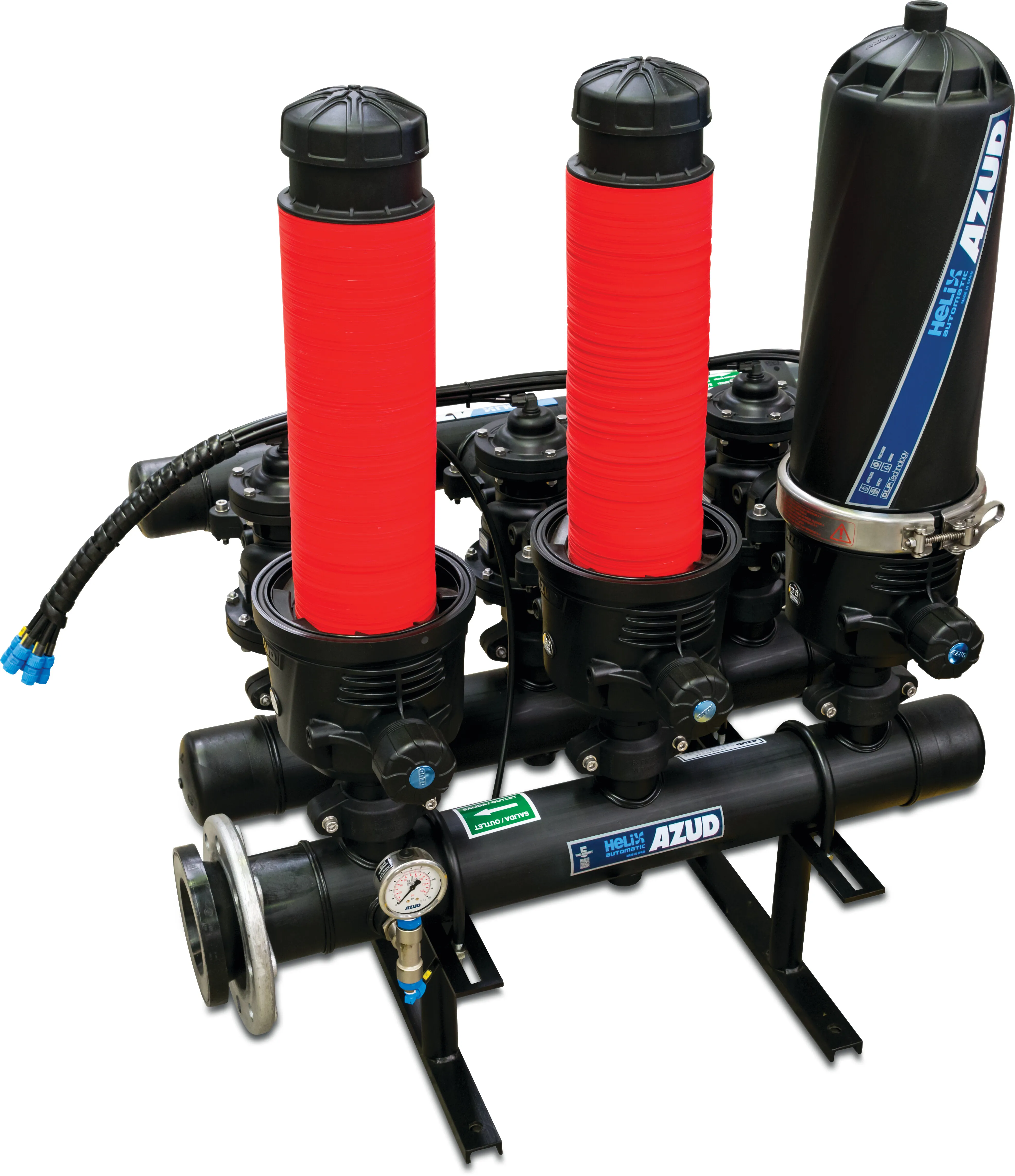Azud Inline Helixfilter glasfaserverstärktes Nylon 4" Victaulic 10bar 130micron Disk/Scheiben 230VAC Schwarz Typ 302/4VX DLP
