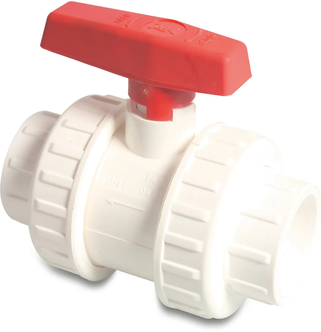 Ball valve PVC-U 2" imperial glue socket 16bar white type Industrial
