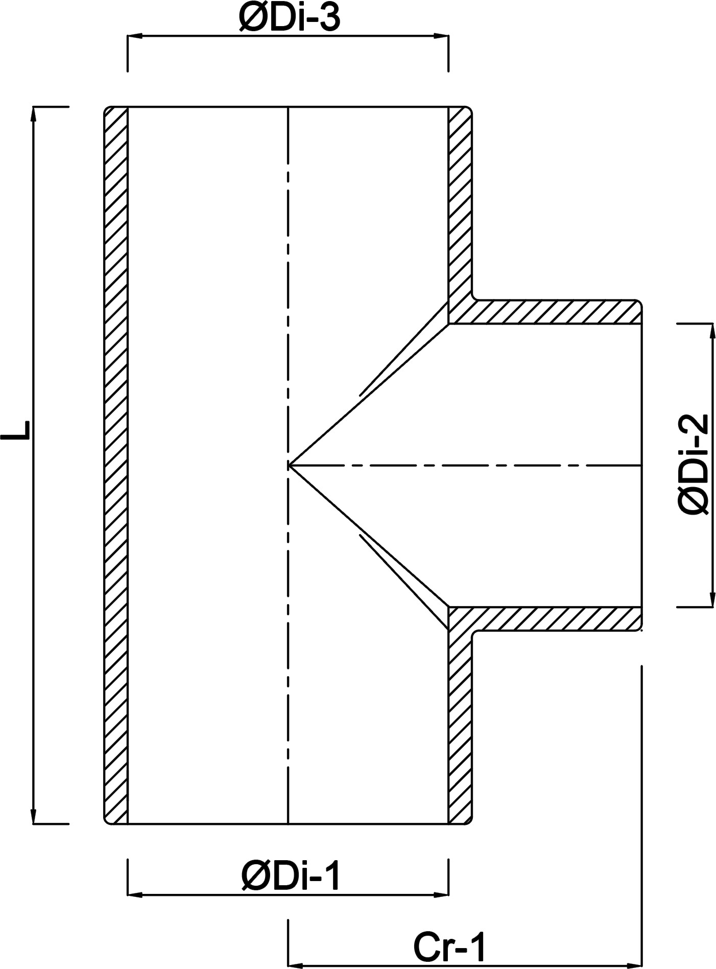 VDL T-piece 90° PVC-U 63 mm x 40/50 mm x 63 mm glue socket x glue socket/glue spigot x glue socket 16bar grey