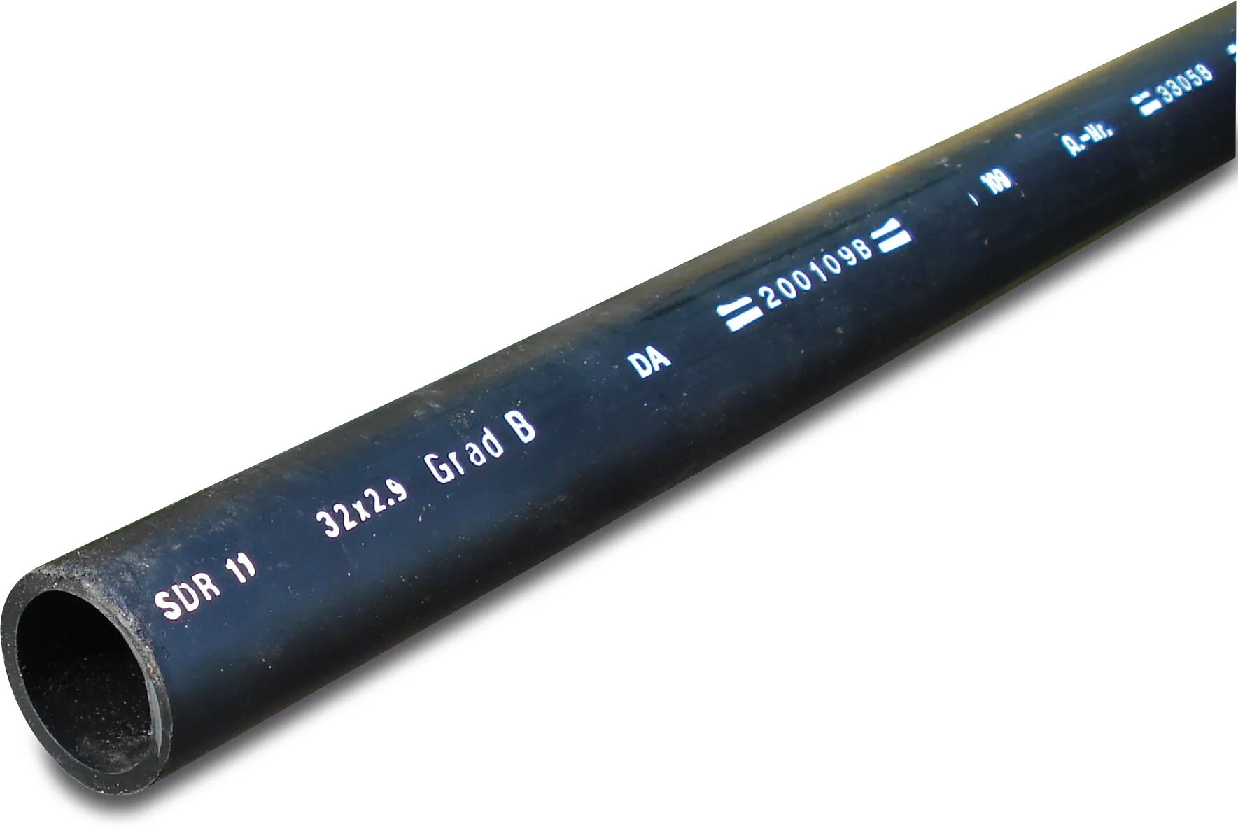 Druckrohr PE100 225 mm x 12,8 mm Glatt SDR17,6 12,5bar Schwarz 5,85m
