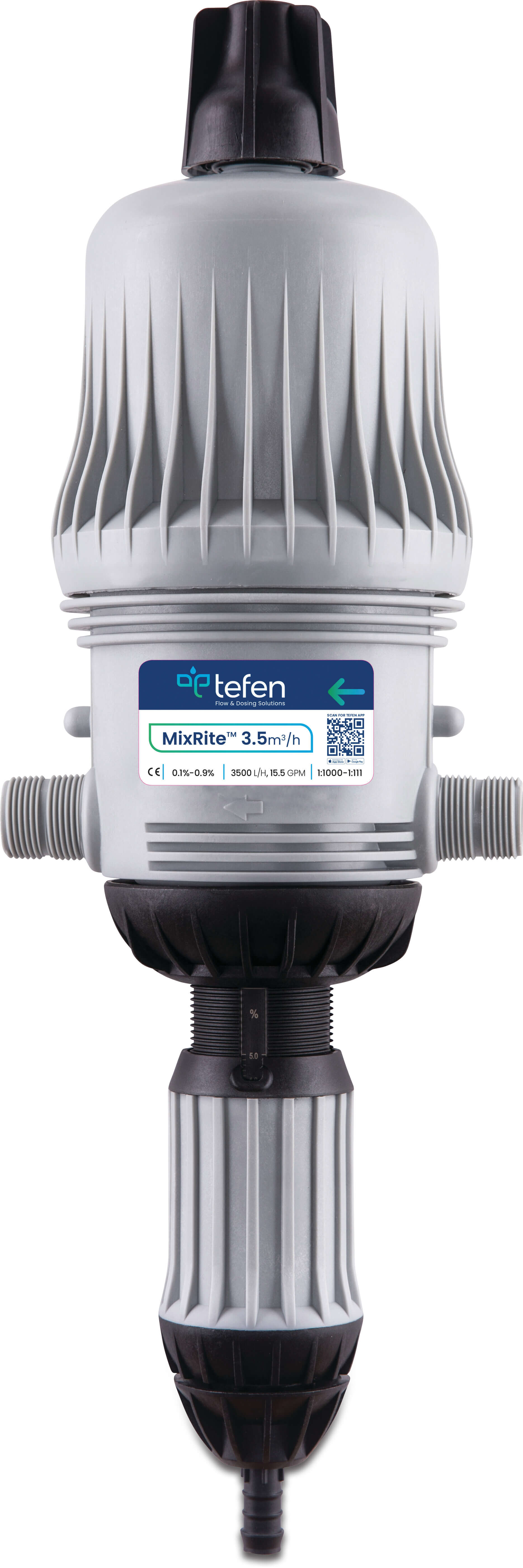 Tefen Dosing pump 3/4" male thread x hose tail x male thread type MixRite TF 3.5 On/Off