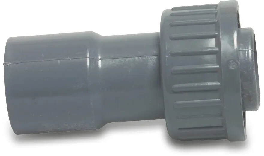 VDL 2/3 union adaptor PVC-U 7,5 bar glue socket x female threaded nut grey