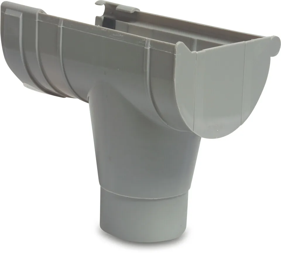 Rinnenendstück PVC-U 125 mm x 80 mm Steckmuffe x Reduziert Grau Typ Links