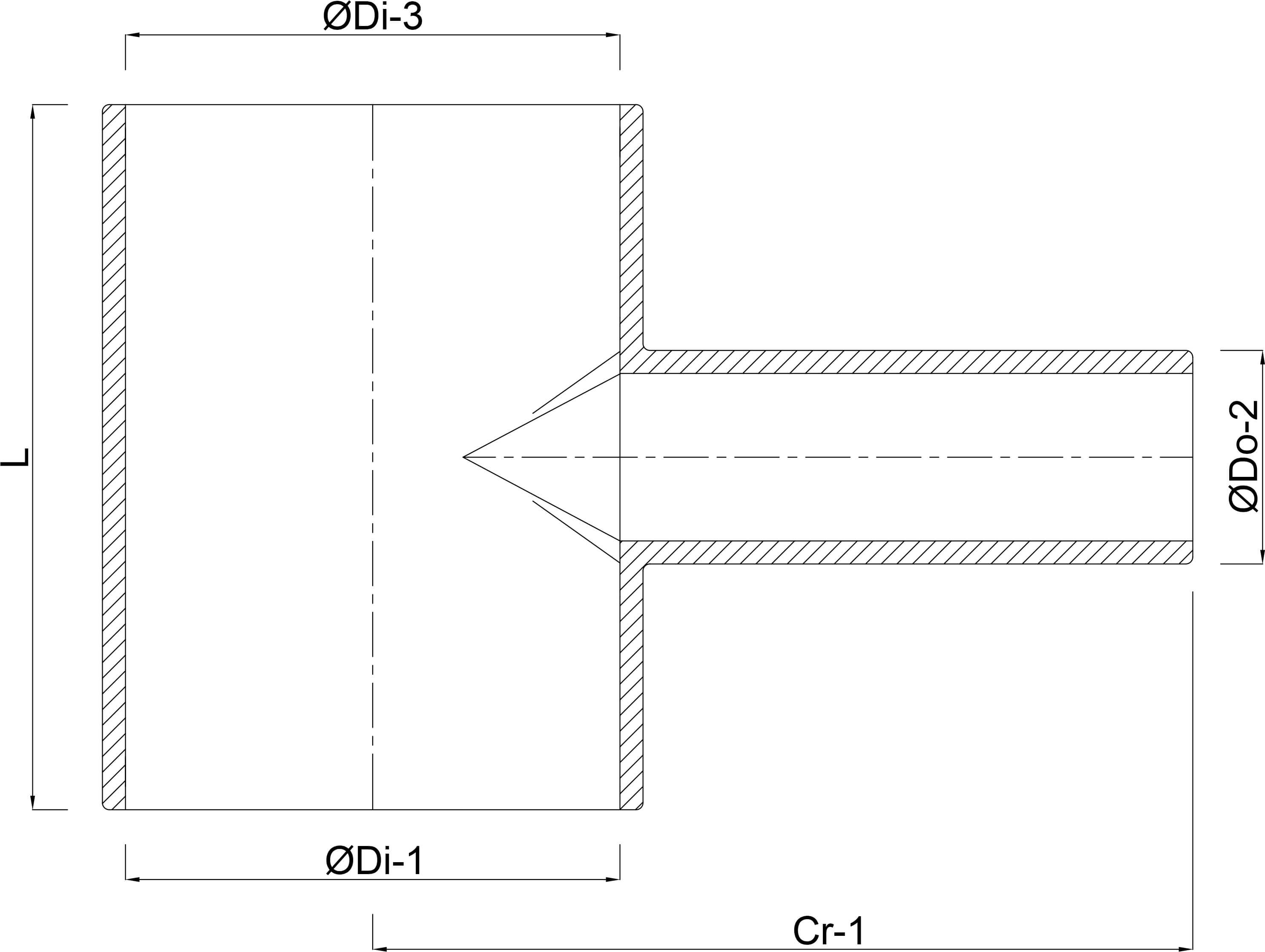 VDL T-Stück 90° PVC-U 90 mm x 32 mm x 90 mm Klebemuffe x Stutzen x Klebemuffe 10bar Grau