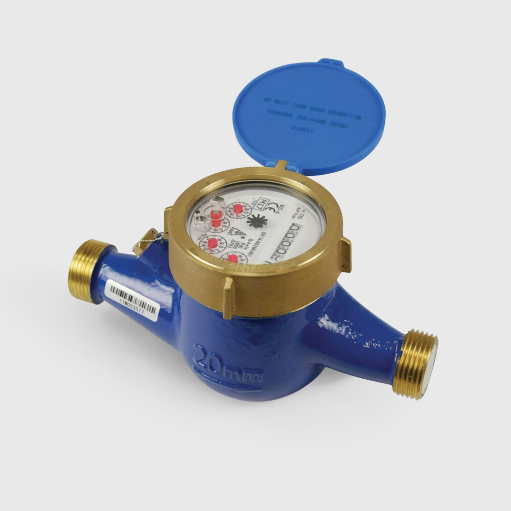 Profec Wasserzähler Trockenläufer Messing 2" Außengewinde 16bar 0,1A 10m³/h DN40 24V Blau CE/MID MD-A/MD-AP Typ TL Multijet waagerecht mit Pulsoption