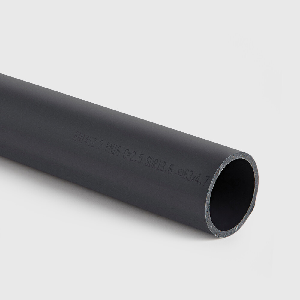 Pressure pipe PVC-U 40 mm x 3,0 mm plain ISO-PN16 grey 4m KIWA