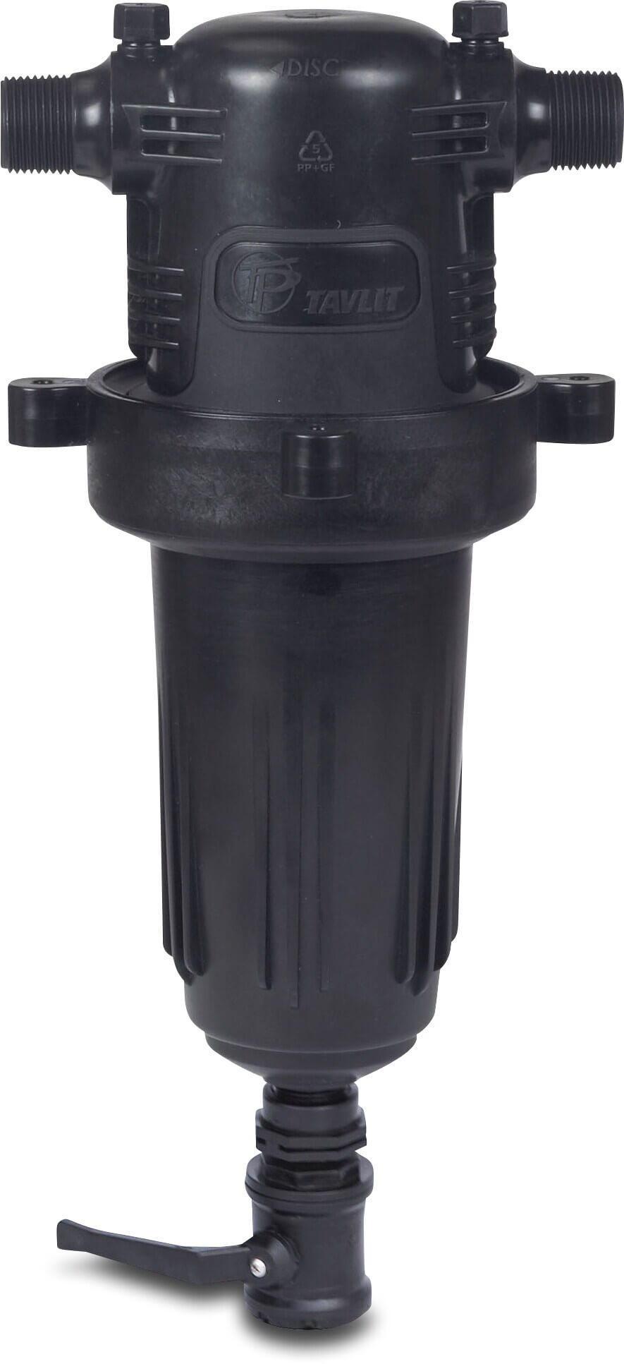 Tavlit Manuelt filter fiberglasforstærket nylon 1" udvendig gevind 10bar 120mikron disk sort type Adir Super