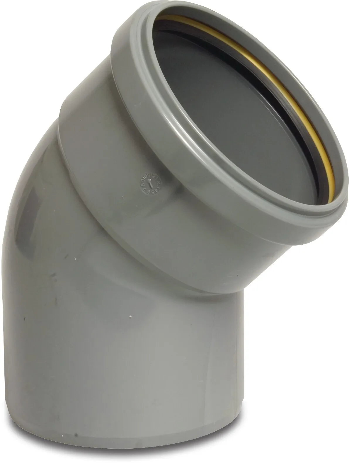 Bocht 45° PVC-U 110 mm SN4 manchet x spie DN100 grijs KOMO/BENOR kort