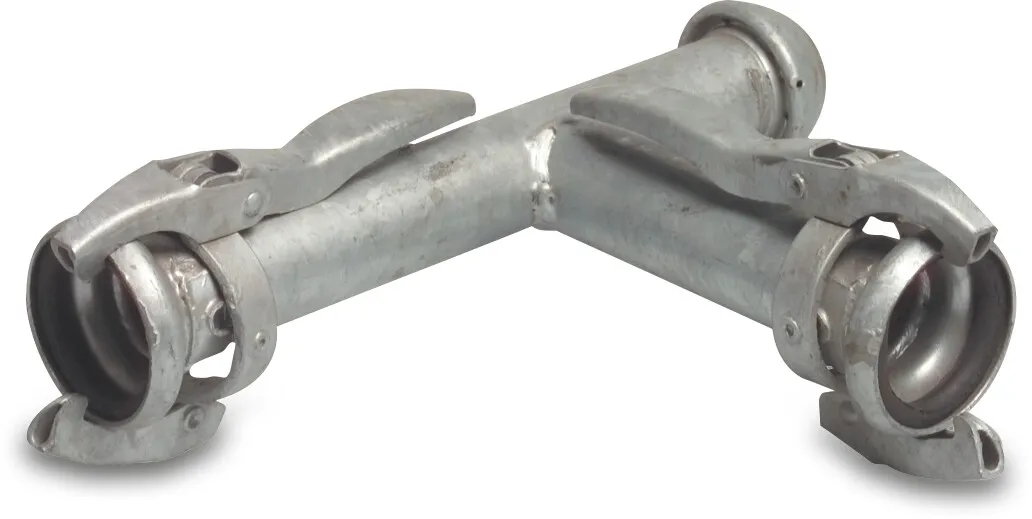 T-stykke stål galvaniseret 108 mm hun-del Perrot x hun-del Perrot x han-del Perrot type Perrot