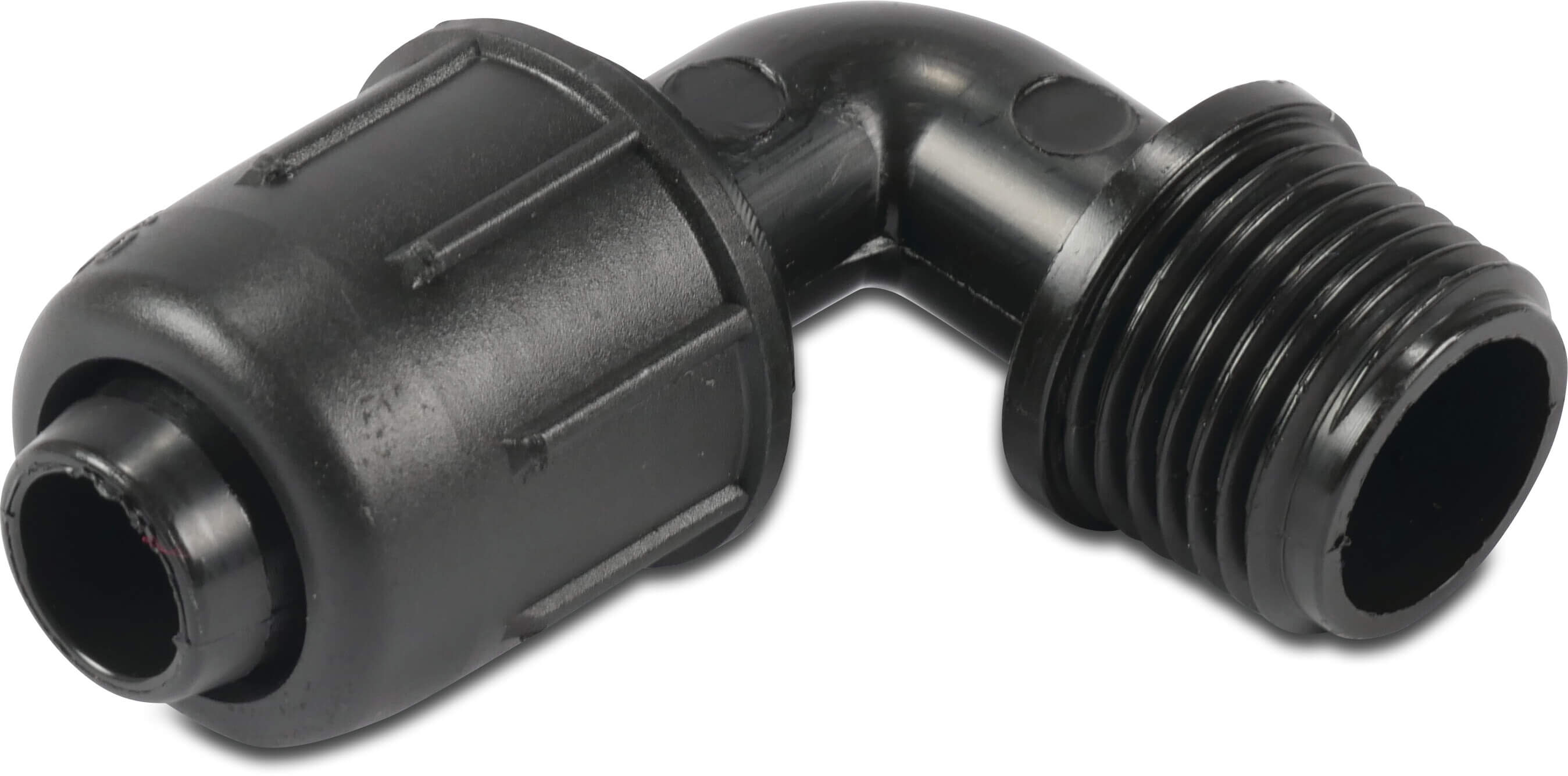 Elbow 90° PP 25 mm x 3/4" lock x male thread 4bar black