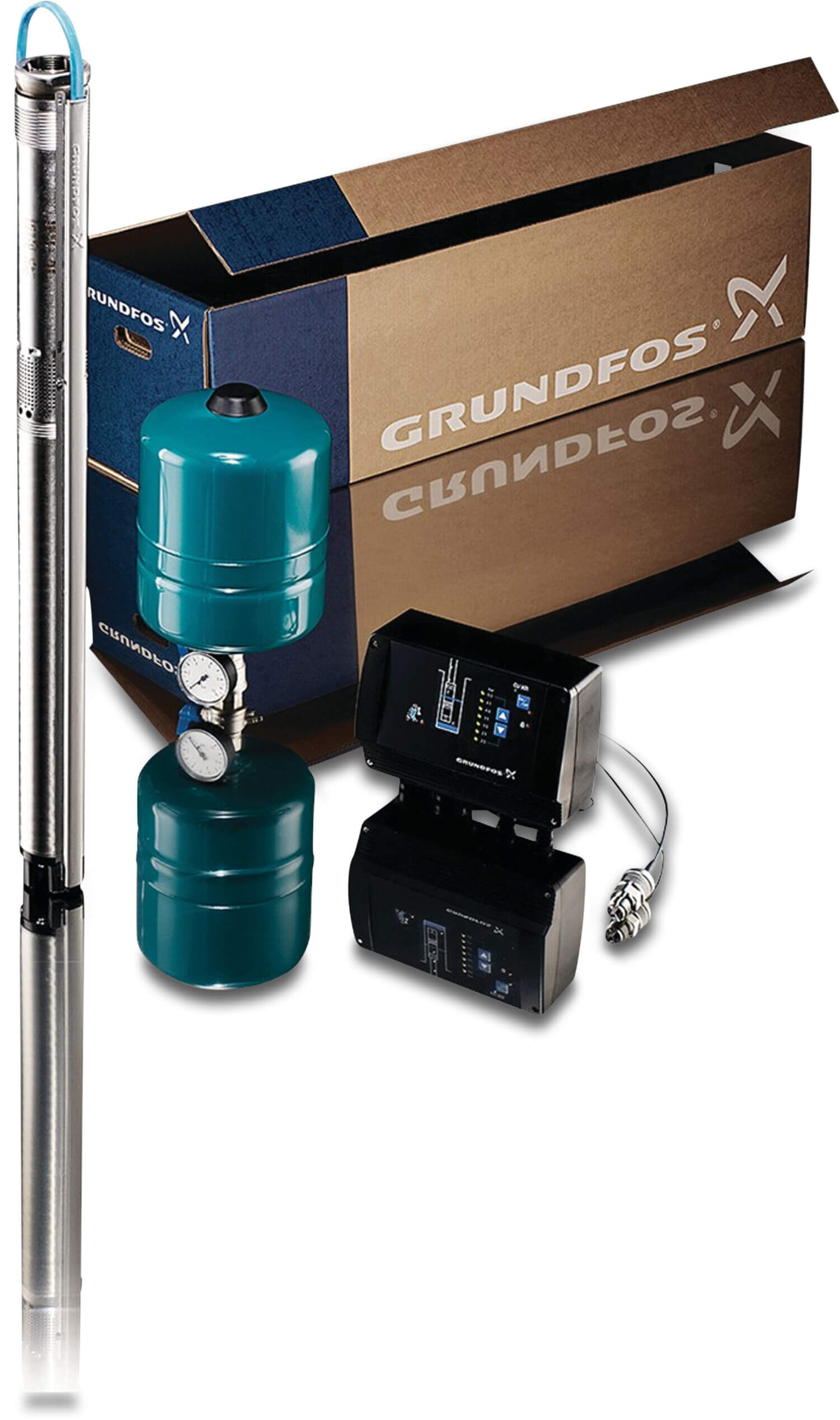 Grundfos Constant pressure system stainless steel 1 1/4" female thread 8.4A 230VAC type SQE3-65