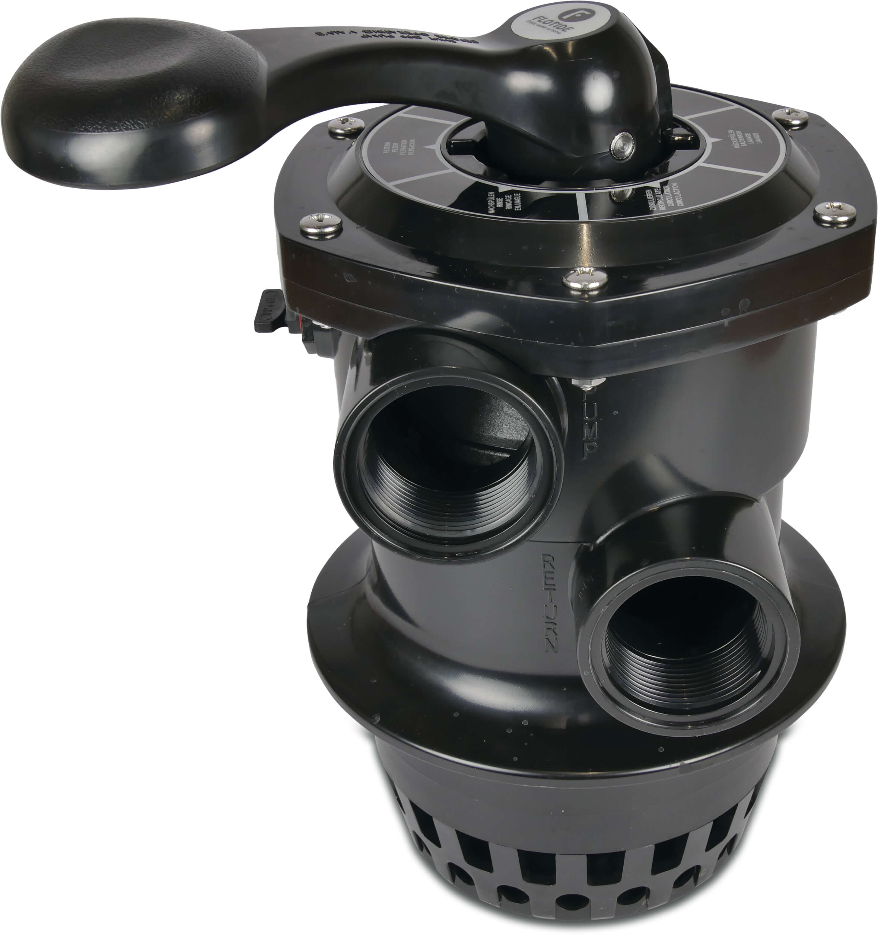 Flotide Mehrwegeventile 1 1/2" Innengewinde 4bar Schwarz Typ Mega 4-wege Schelle Ventil