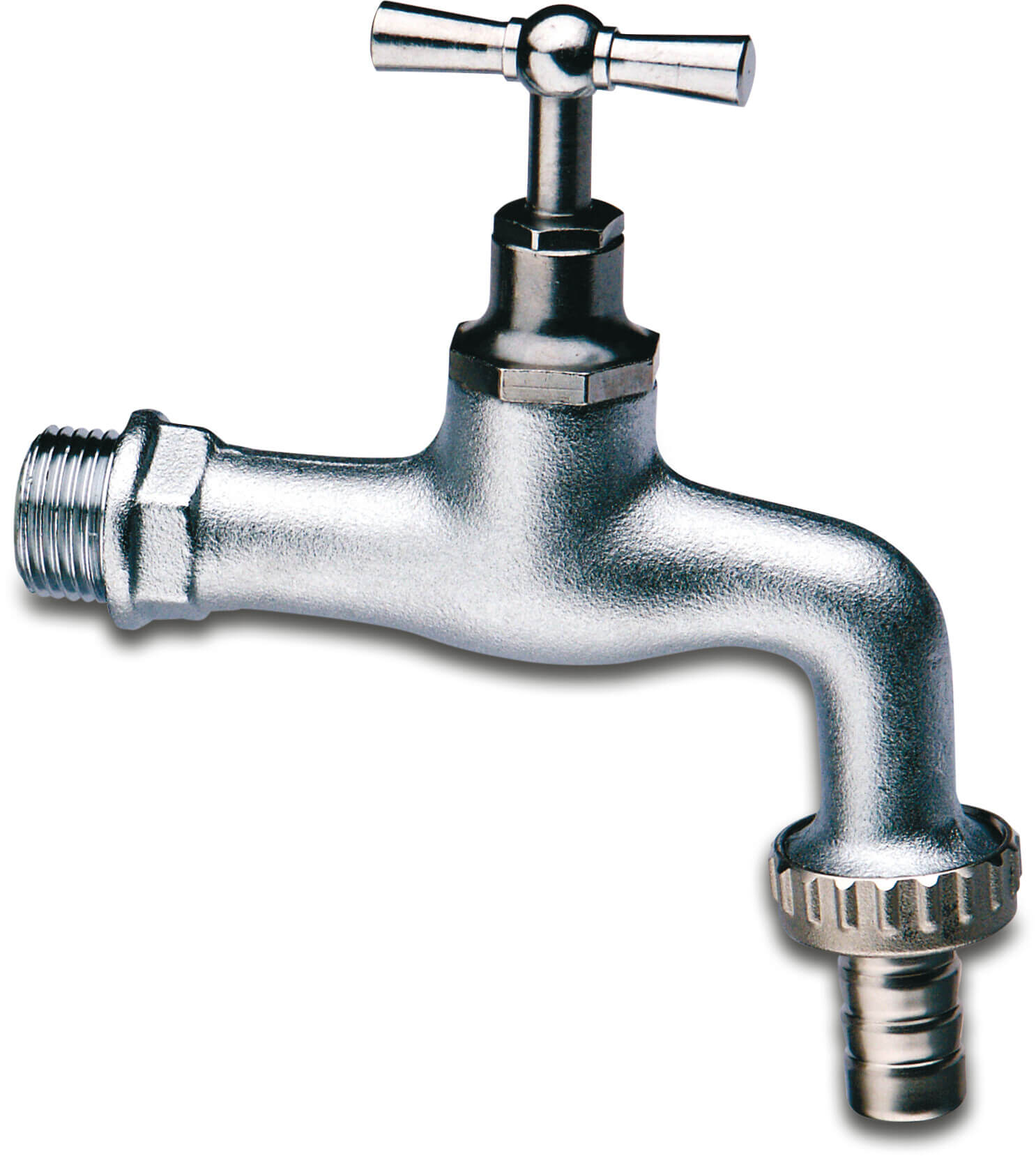 Itap Bib tap brass matt chrome plated 1/2" x 12 mm male thread x hose tail 8bar DN15 type 355S