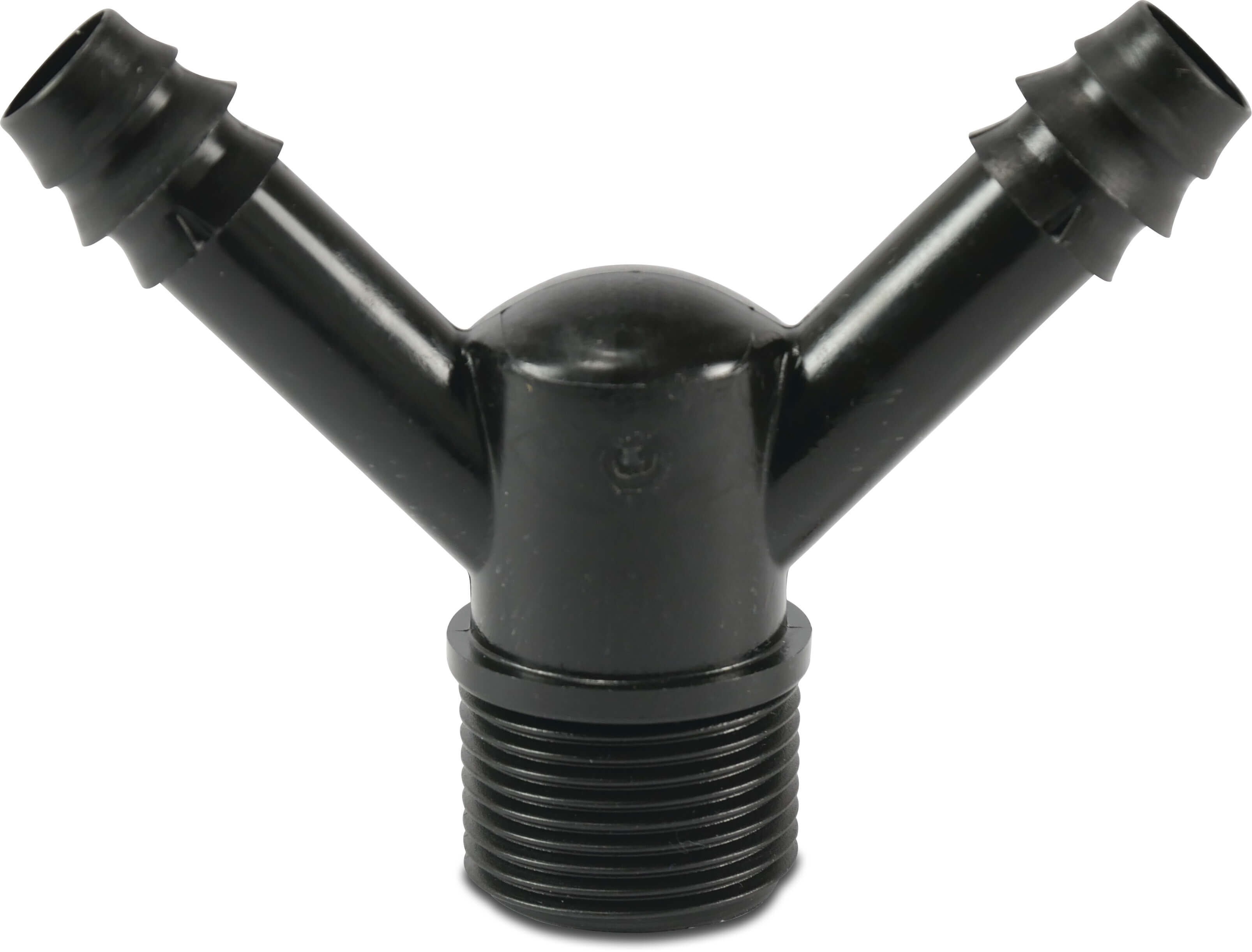 Y-Stück POM 16 mm x 3/4" x 16 mm Tülle x Außengewinde x Tülle 4bar Schwarz