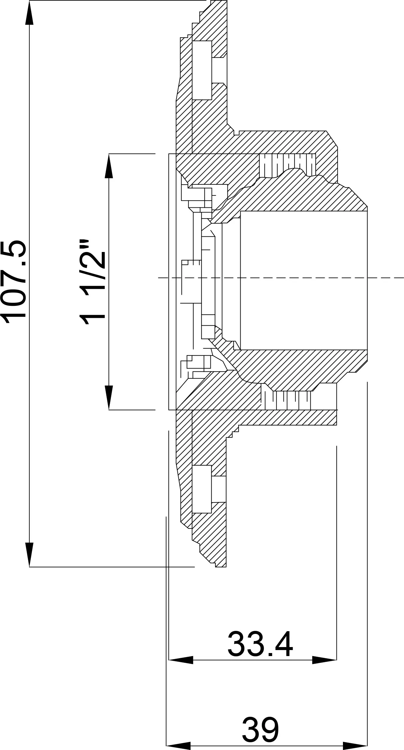 Ocean Inlet fitting ABS 1 1/2" male thread grey stainless steel inserts A4 type M5 with ss M5 thread