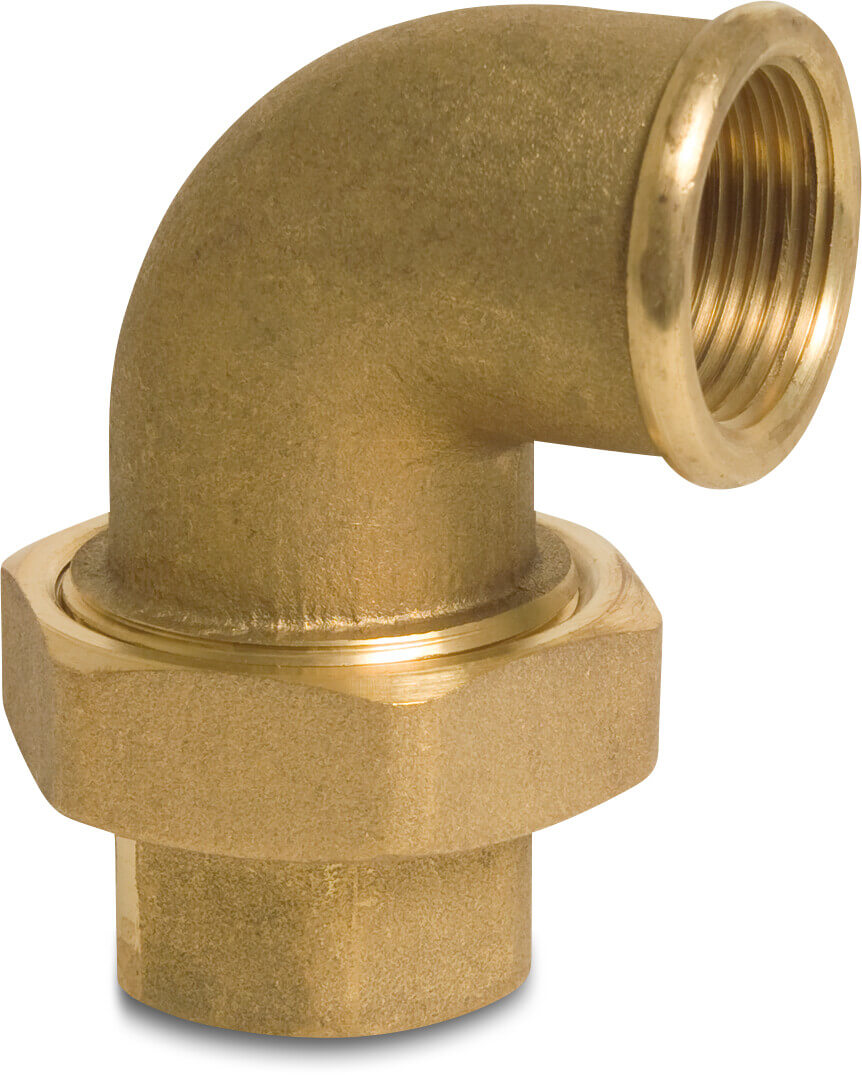 Nr. 96 Union elbow 90° brass 1/2" female thread 40bar type conical