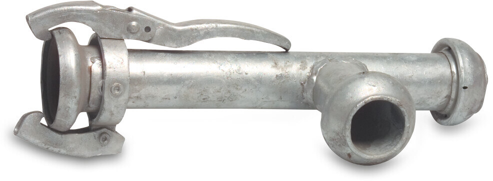 Quick coupler T-Piece 90° steel galvanised 108 mm female part Perrot x male part Perrot x male part Perrot type Perrot
