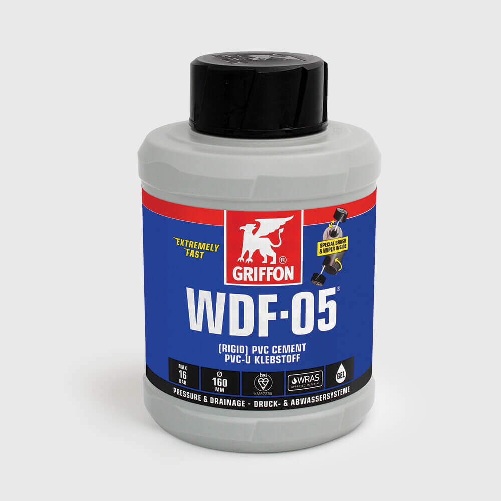 Griffon PVC glue 0,25ltr with brush WRAS type WDF-05 label EN/DE